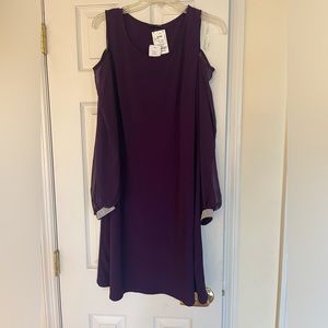 JBS size 12 purple off-shoulder party dress with Sparkling cuffs